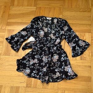Floral Romper with Bell Sleeves